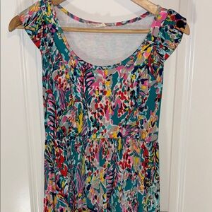 Colorful Floral Cap Sleeve Dress